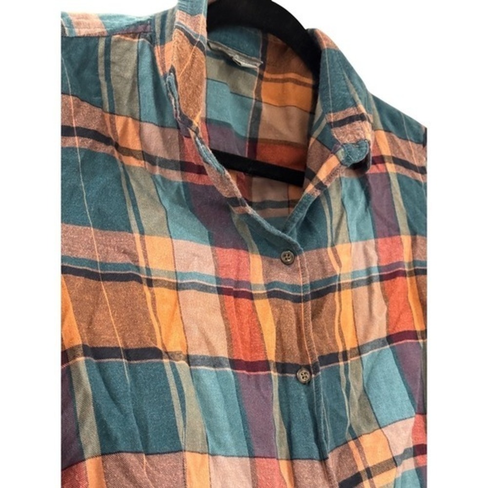 L.L. Bean Signature‎ Plaid Flannel Shirt Womens 10 Multi-Color Excellent Cotton - Picture 10 of 14